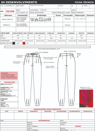 Ficha Tecnica Calca Ref 52156