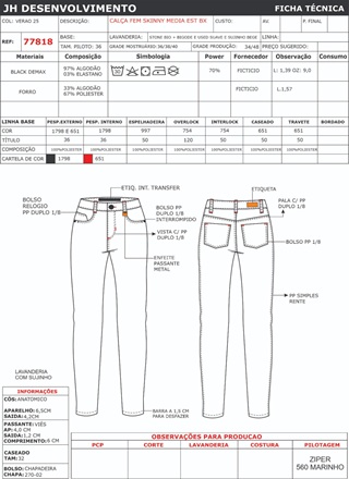 Ficha Tecnica Calca Ref 77818