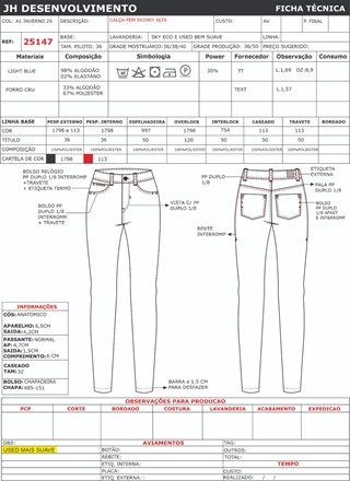 Ficha Tecnica Calca Skin Ref 25147