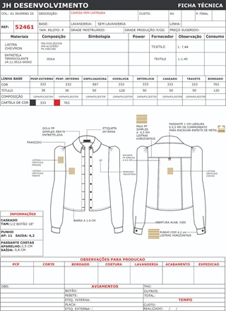 Ficha Tecnica Camisa Ref 52461