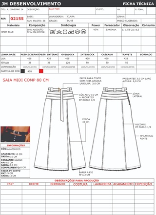 Ficha Tecnica Saia Longa Ref 02155