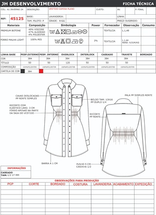Ficha Tecnica Vestido Camisao Ref 45125