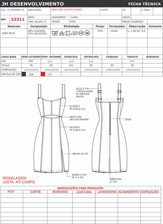 Ficha Tecnica Vestido Ref 23311