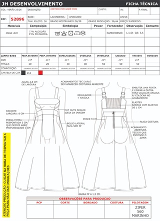 Ficha Tecnica Vestido Ref 52896