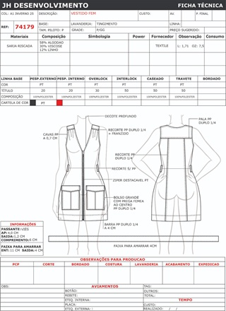 Ficha Tecnica Vestido Ref 74179
