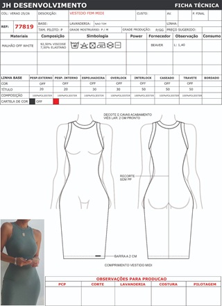 Ficha Tecnica Vestido Ref 77819