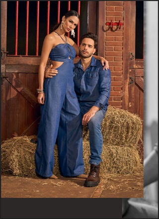 Macacão decote Oposição Jeans Estilista Juliana Hartk