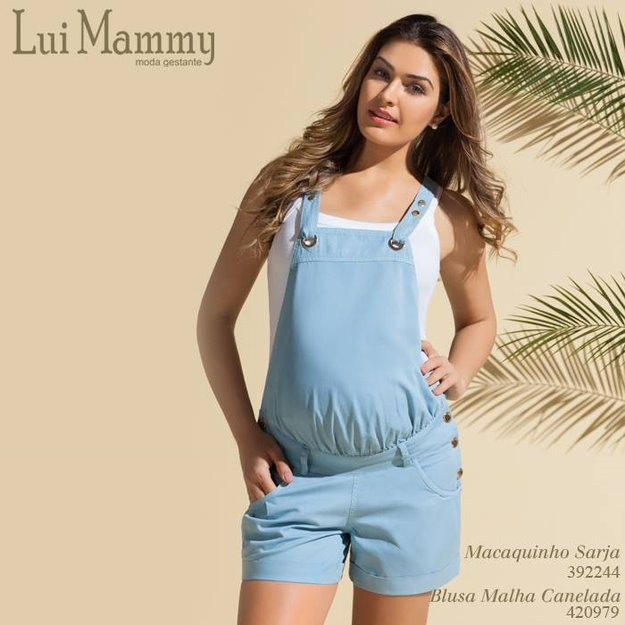 MACAQUINHO MODA GESTANTE AZUL SARJA GRAVIDA