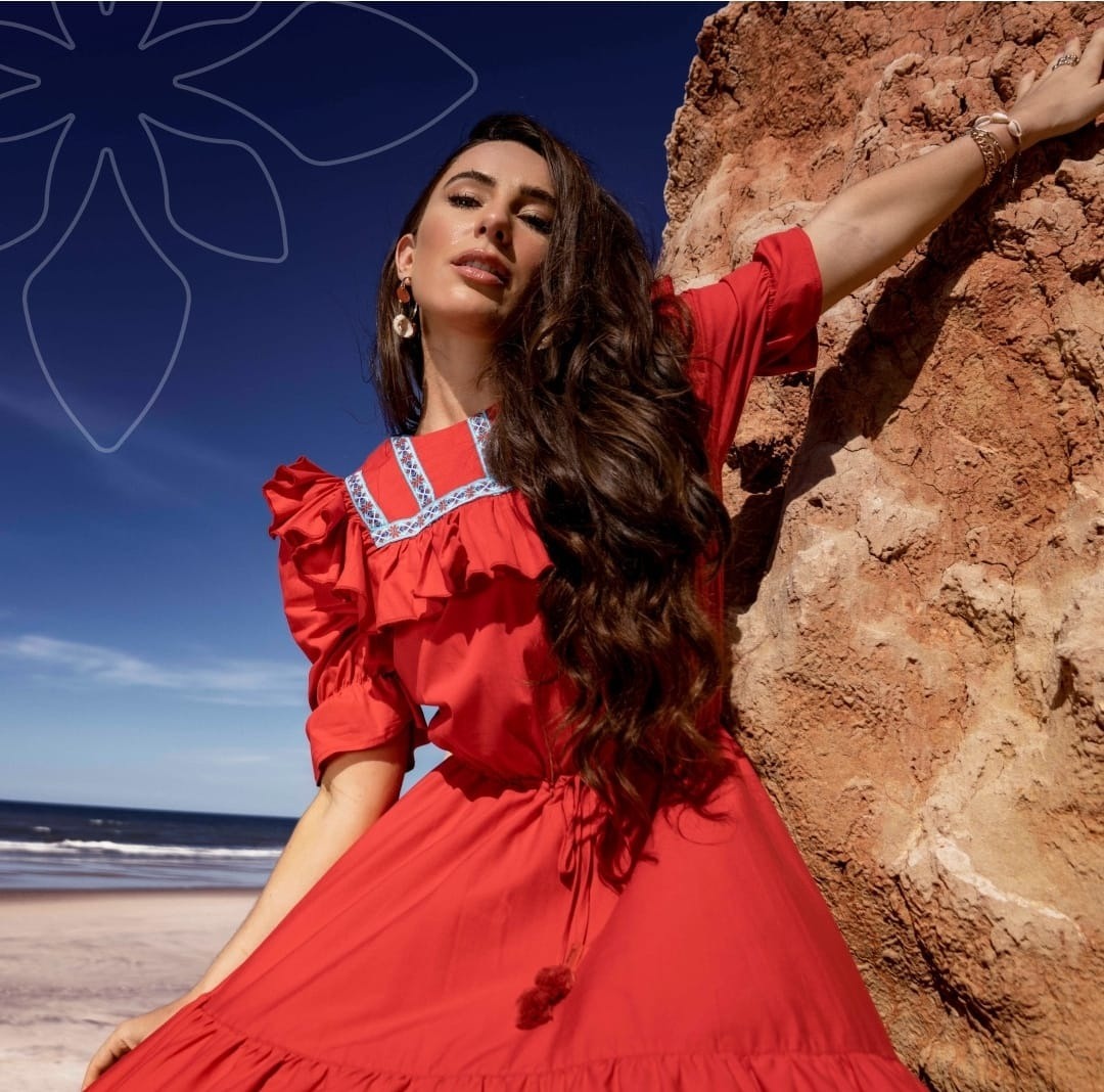 VESTIDO VERMELHO VERAO AVIMANETO AZUL CEU